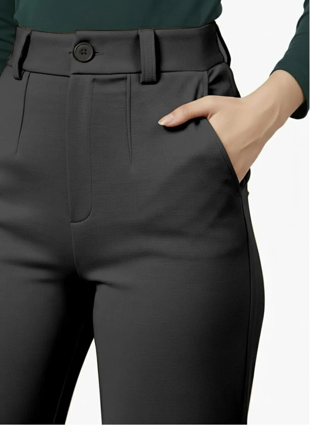 Mehrang Cotton Blend Bootcut Parallel Trouser Pants for Women Regular Fit, Side Pocket