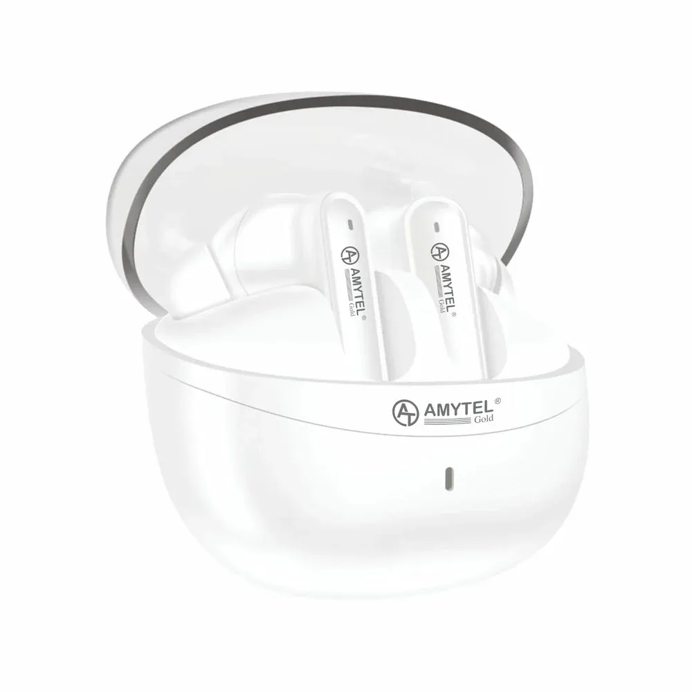 AMYTEL TWS WHITE Earbud Bluetooth (White, True Wireless), Noise Cancellation: Environmental (ENC)