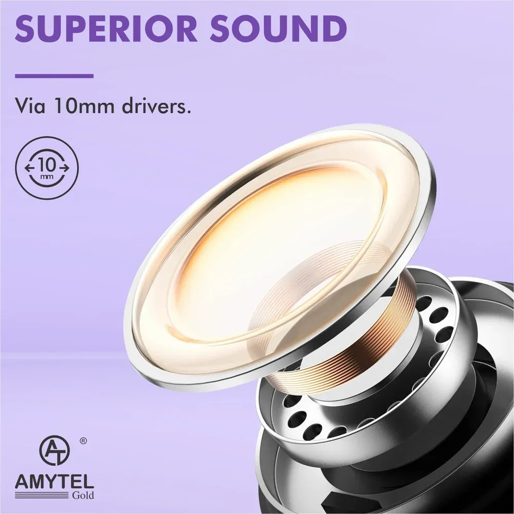 AMYTEL TWS WHITE Earbud Bluetooth (White, True Wireless), Noise Cancellation: Environmental (ENC)