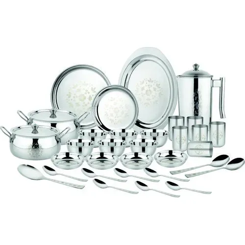 55 Silver Vinod Stainless Steel Dinner Set, For Home