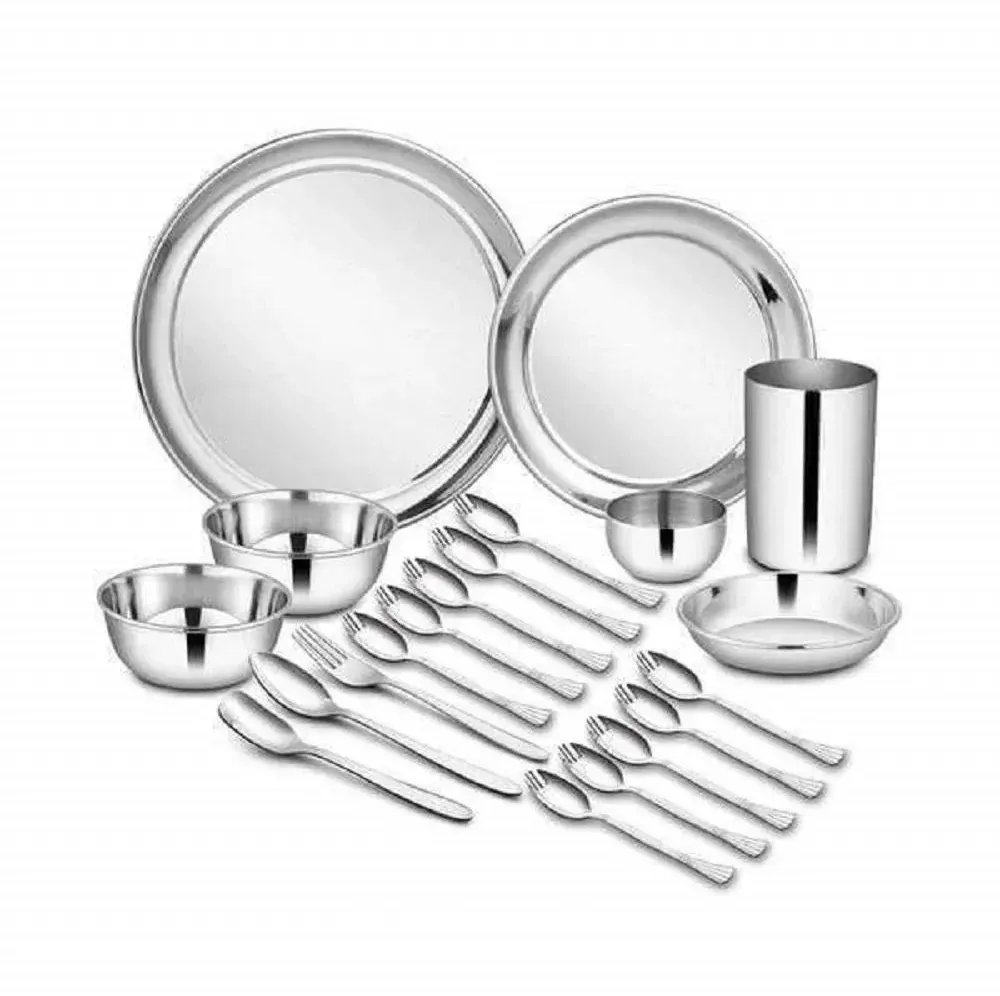 21 Pieces Stainless Steel Dinner Set, Weight: 2 Kg