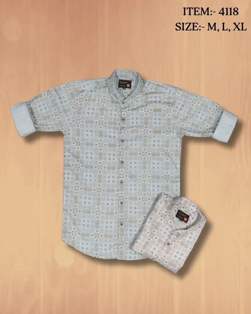 Full Sleeve Men Cotton Shirts, Printed