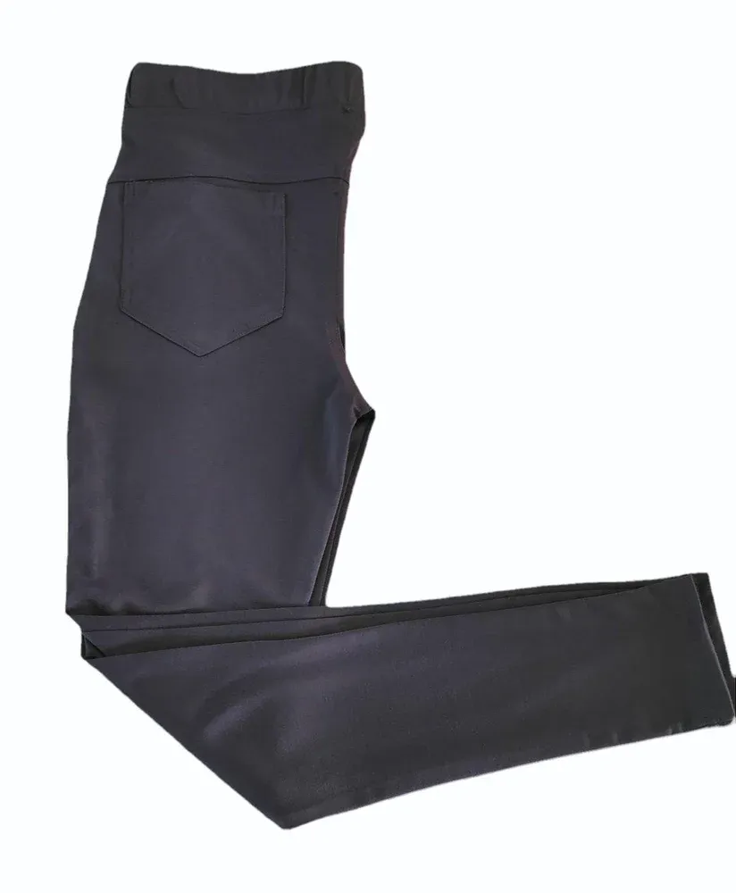 Girls Grey Cotton Lycra Plain Trouser