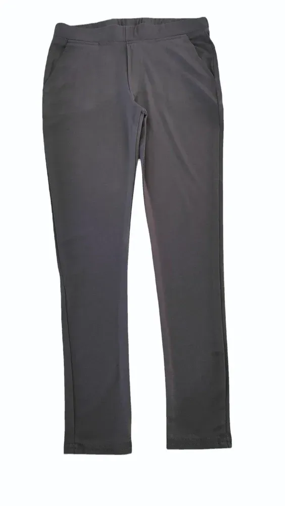 Girls Grey Cotton Lycra Plain Trouser