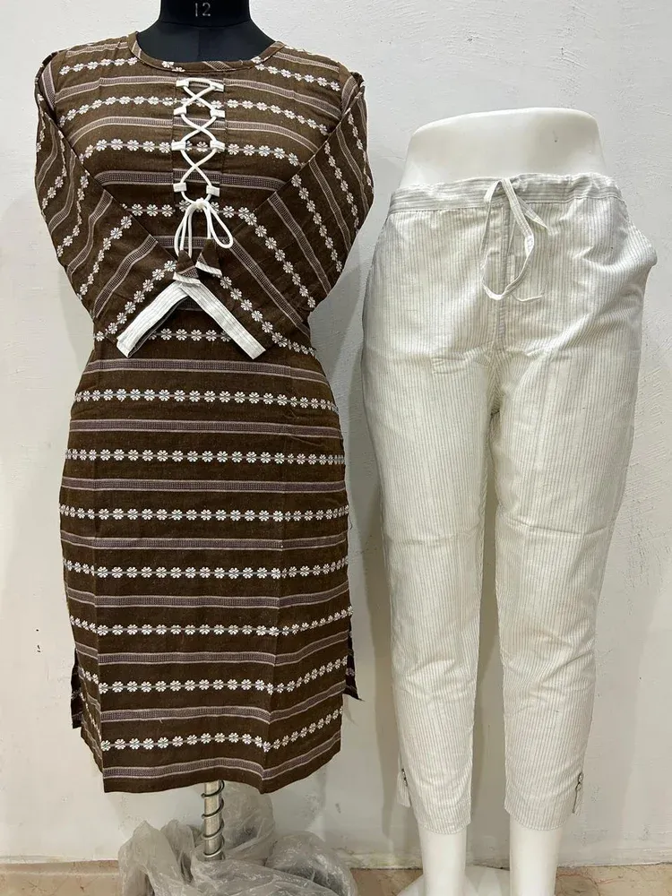 Ladies Designer Check Cotton Kurti