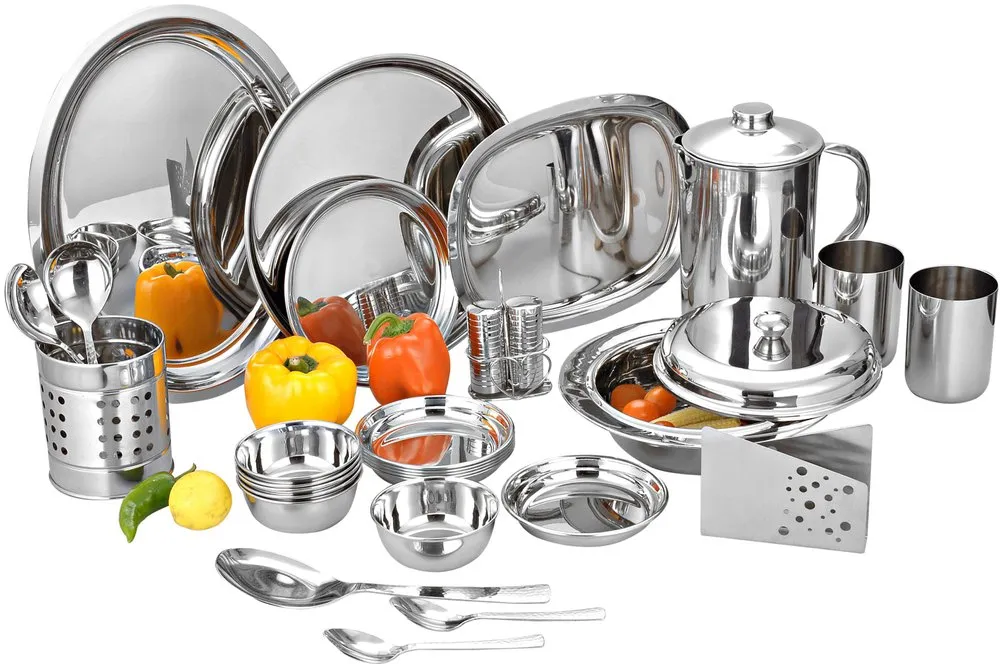Silver Stainless Steel Dinner Set 51 Pcs