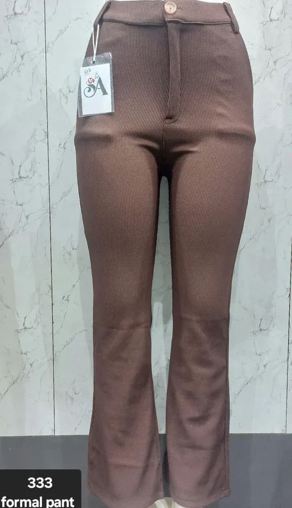 Plain Women Cotton Bell Bottom Trouser, Black