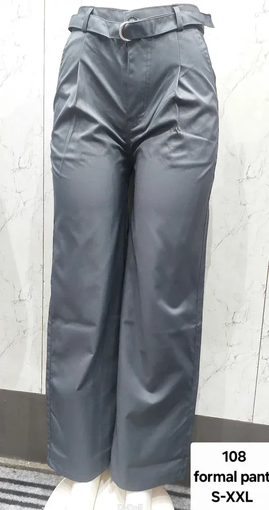 Plain Women Cotton Bell Bottom Trouser, Black