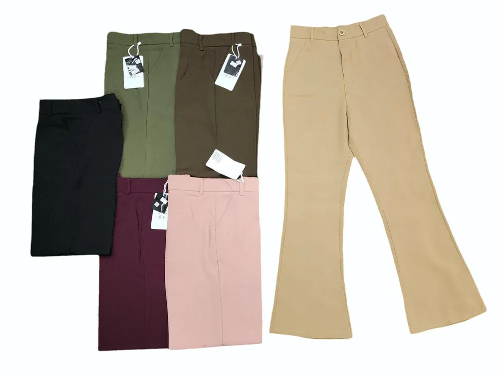 Plain Women Cotton Bell Bottom Trouser, Black