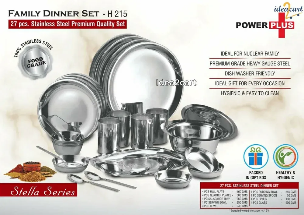 RED APPLE Stainless Steel Dinner Set, Weight: 4.500 kg