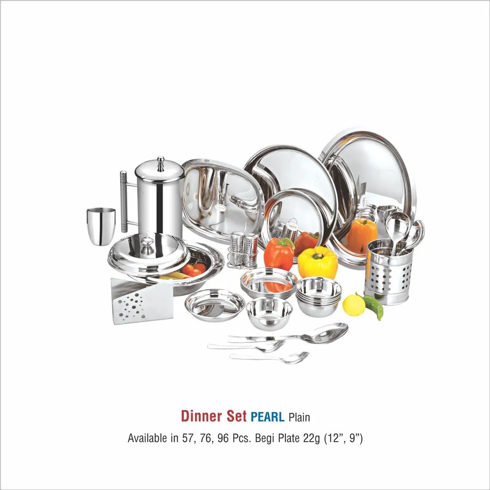 Stainless Steel Dinner Set, 61 Pieces