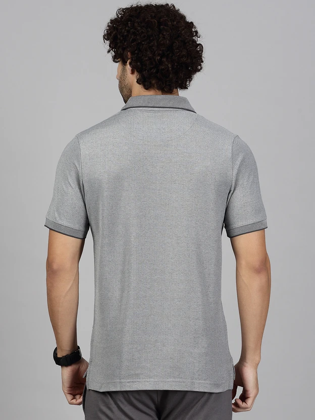 Ramraj Cotton Solid Men Polo Neck Grey T-Shirt
