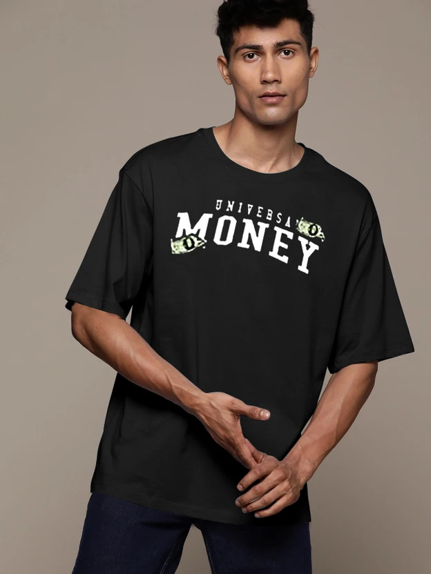 Beaumen Printed, Typography, Graphic Print Men Round Neck Black T-Shirt