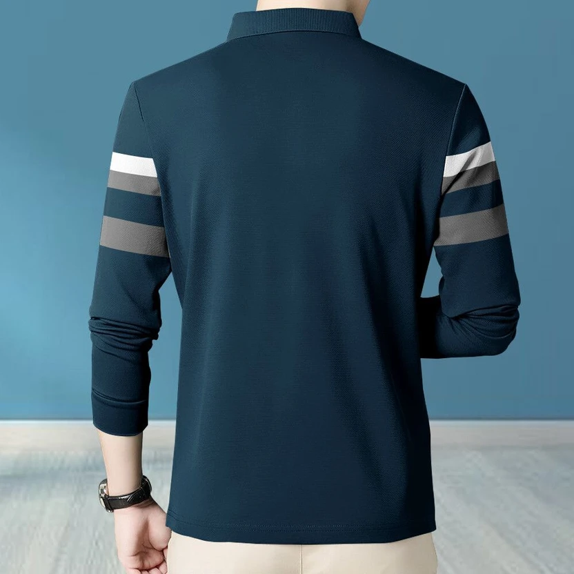 SCOWET Colorblock Men Polo Neck Blue T-Shirt