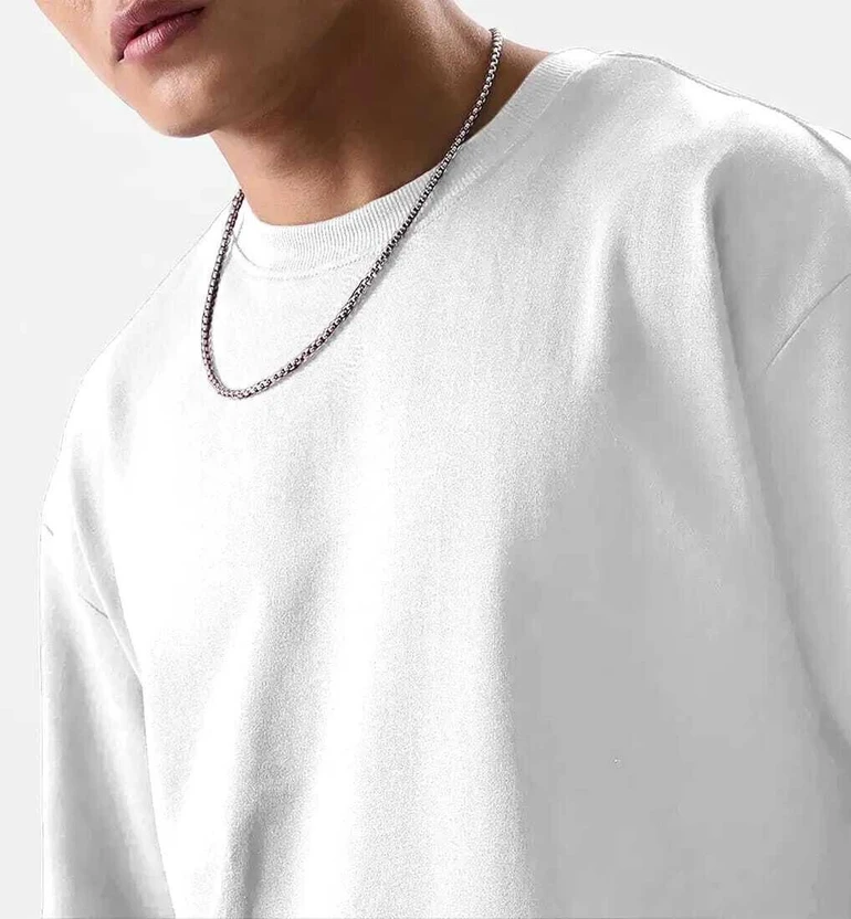 RS Fashionable Solid Men Round Neck White T-Shirt