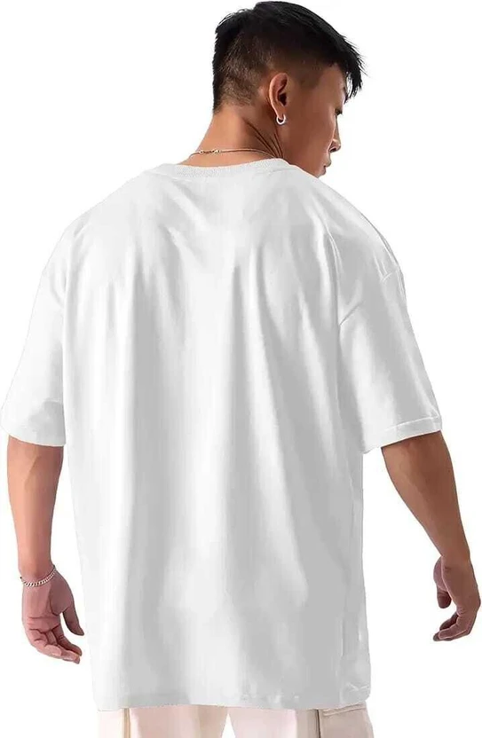 RS Fashionable Solid Men Round Neck White T-Shirt