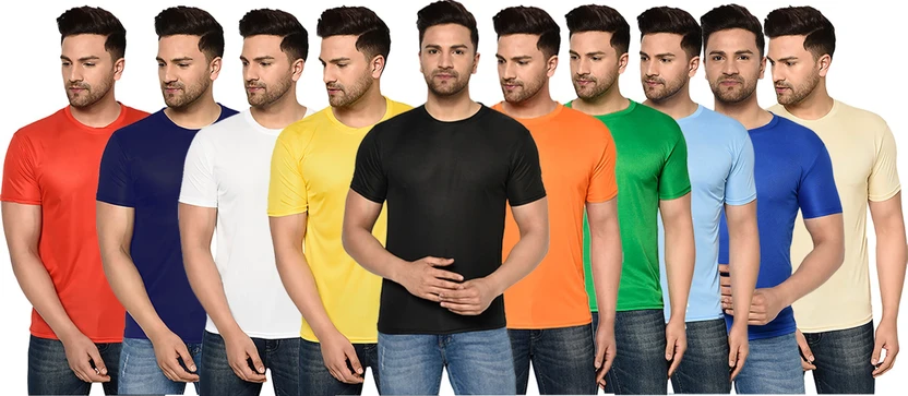 InkTees Solid Men Round Neck Multicolor T-Shirt