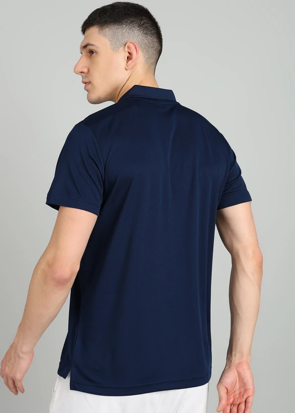 ADIDAS Solid Men Polo Neck Blue T-Shirt
