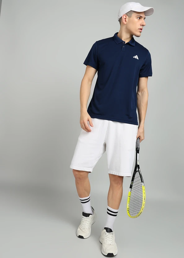 ADIDAS Solid Men Polo Neck Blue T-Shirt