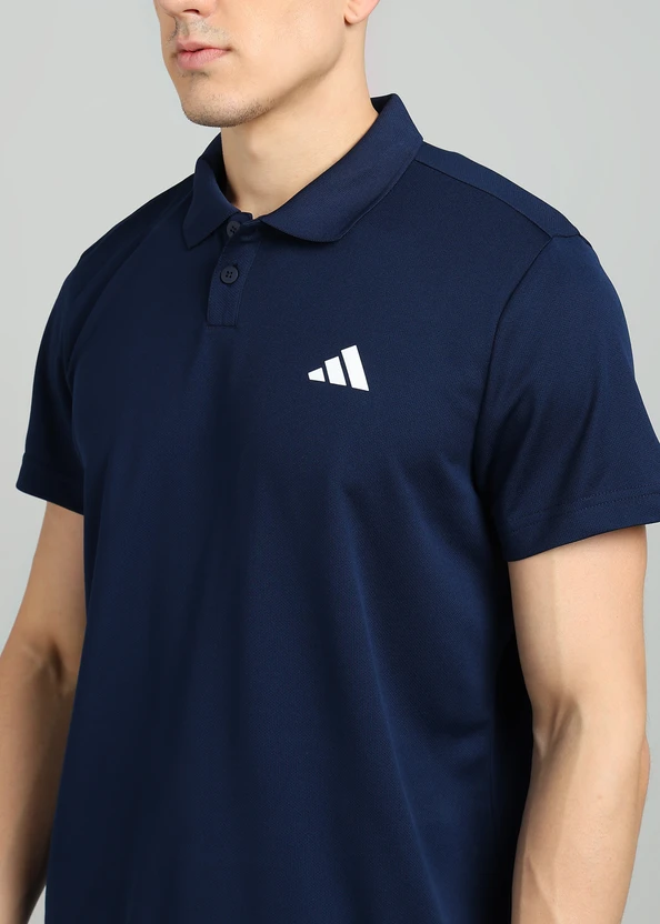 ADIDAS Solid Men Polo Neck Blue T-Shirt