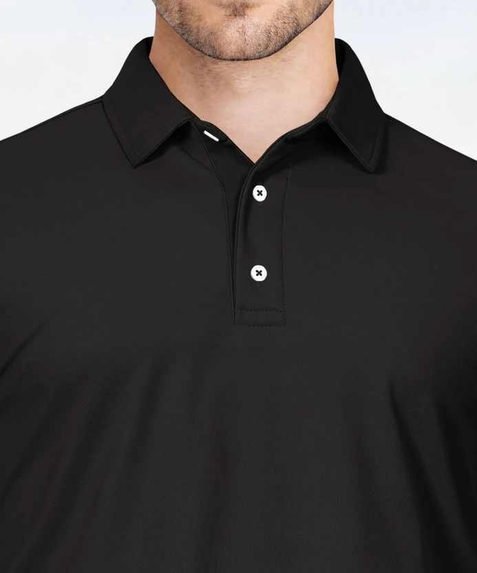 VeBNoR Solid Men Polo Neck Black T-Shirt