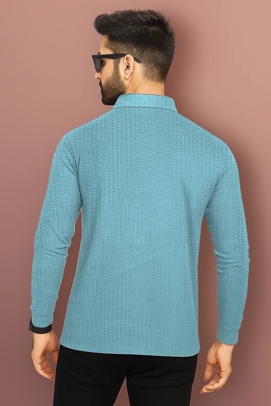 HELMONT Self Design Men Zip Neck Green, Dark Green T-Shirt