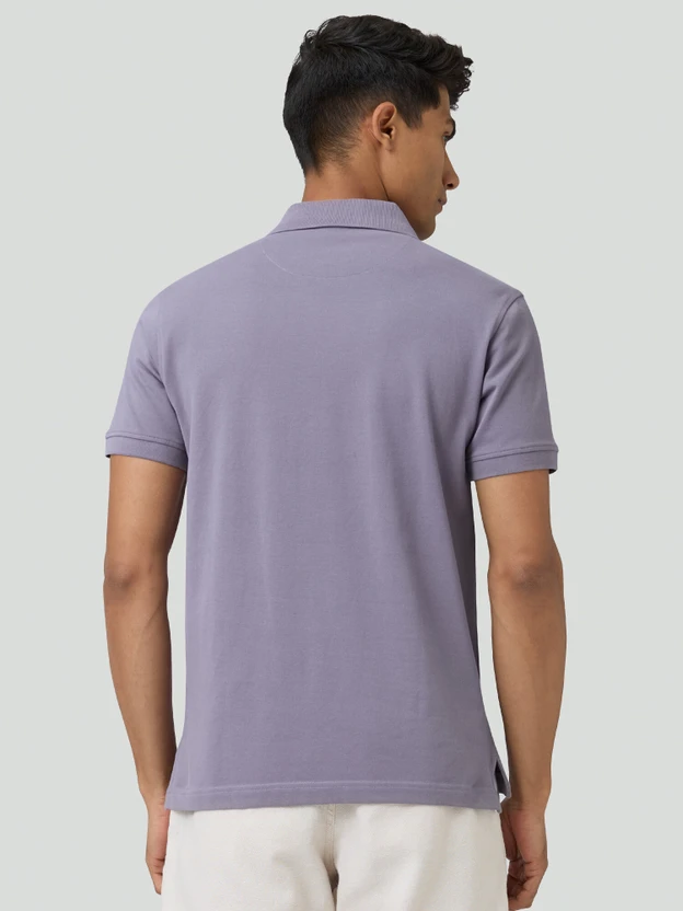 XYXX Solid Men Polo Neck Purple T-Shirt