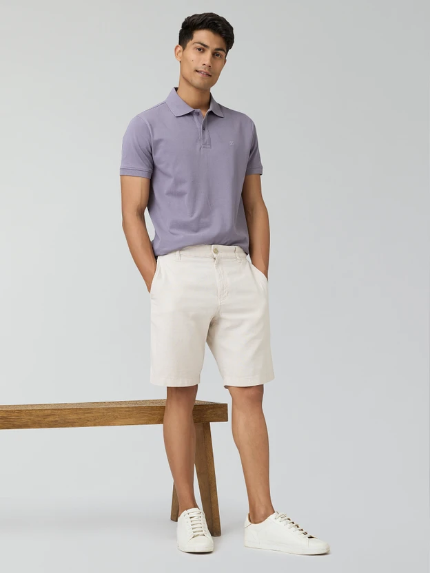 XYXX Solid Men Polo Neck Purple T-Shirt