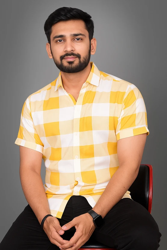 METRONAUT Men Checkered Casual Yellow, White Shirt