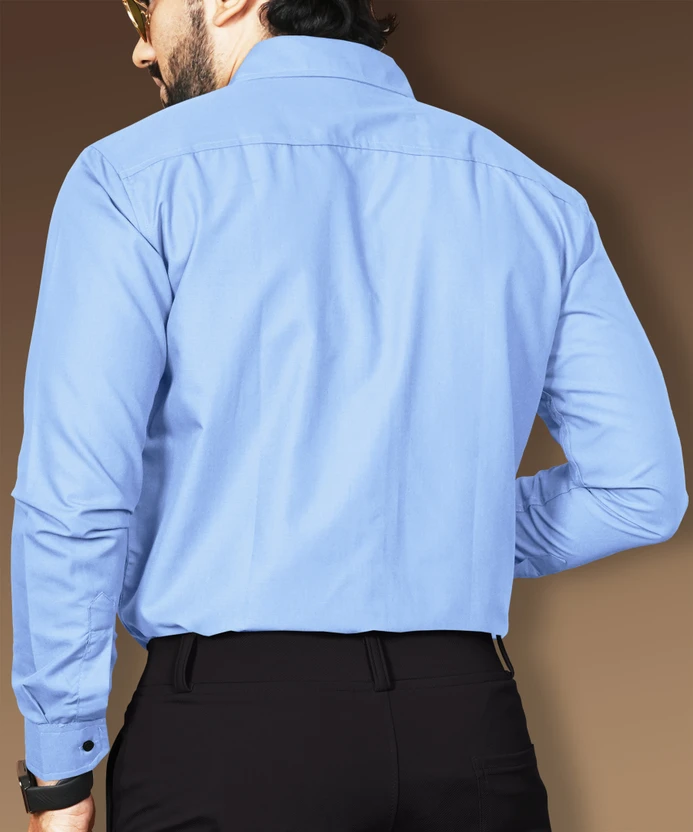 VeBNoR Men Solid Casual Light Blue Shirt