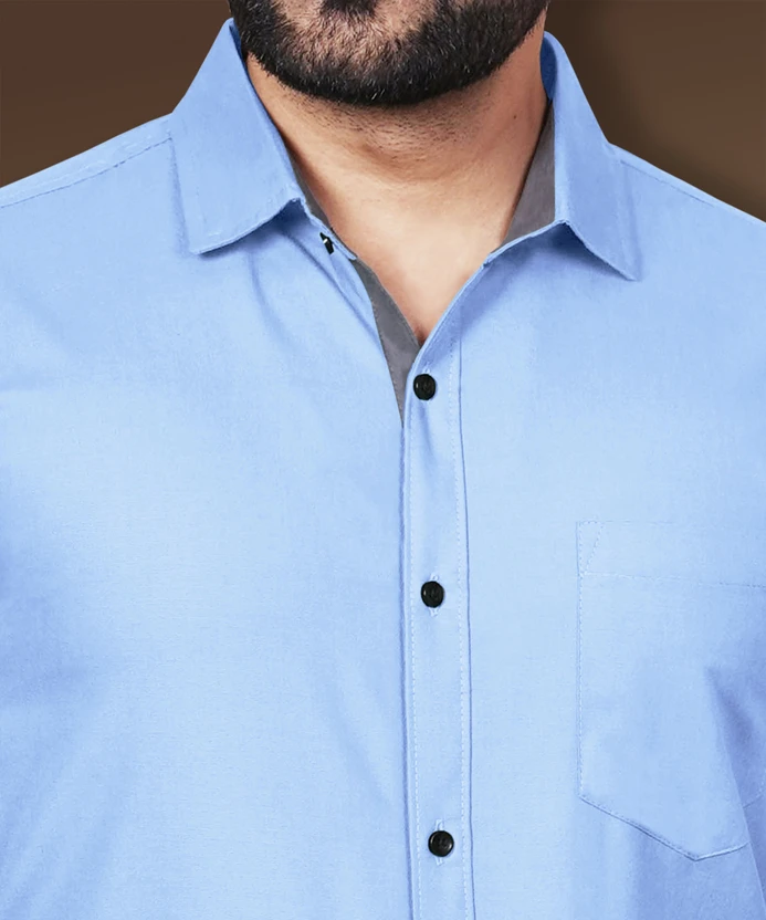 VeBNoR Men Solid Casual Light Blue Shirt