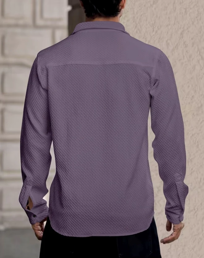 JACKBELLA Men Self Design Casual Purple Shirt