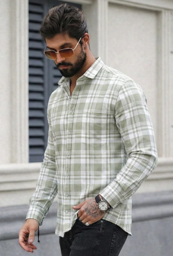 METRONAUT Men Checkered Casual White Shirt