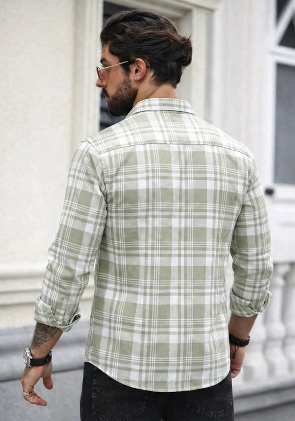 METRONAUT Men Checkered Casual White Shirt