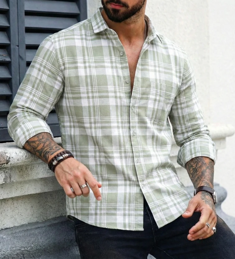 METRONAUT Men Checkered Casual White Shirt