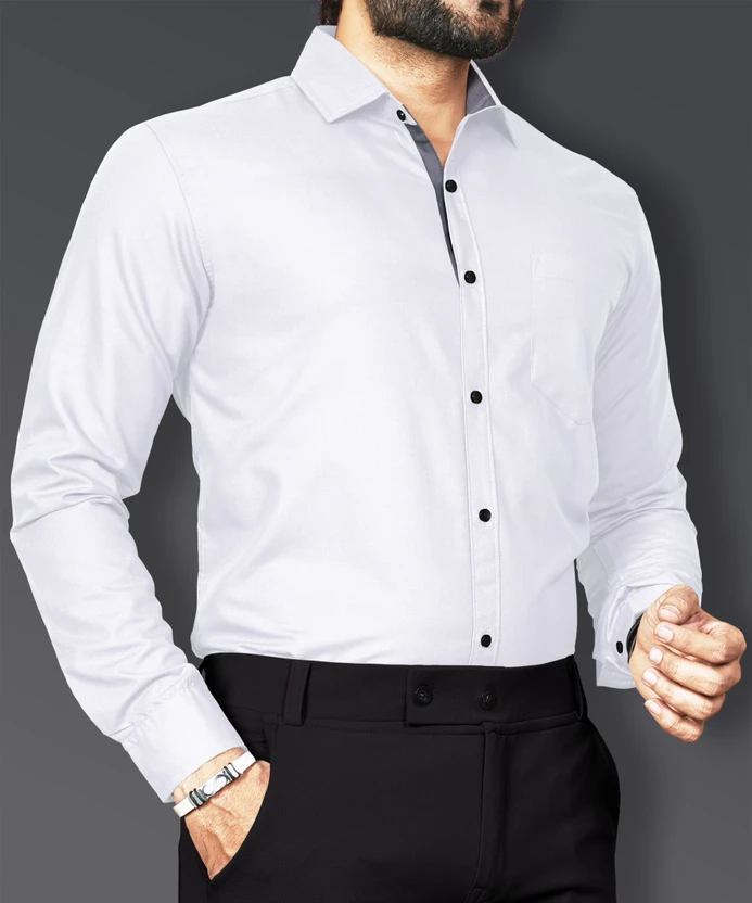 VeBNoR Men Solid Formal White Shirt