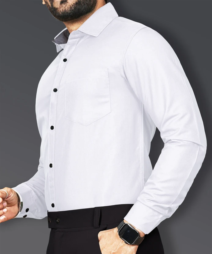 VeBNoR Men Solid Formal White Shirt