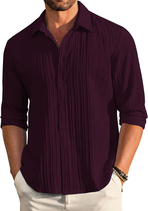Haresh Men Striped Casual Purple Shirt