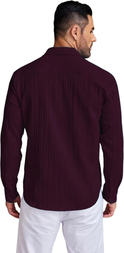 Haresh Men Striped Casual Purple Shirt