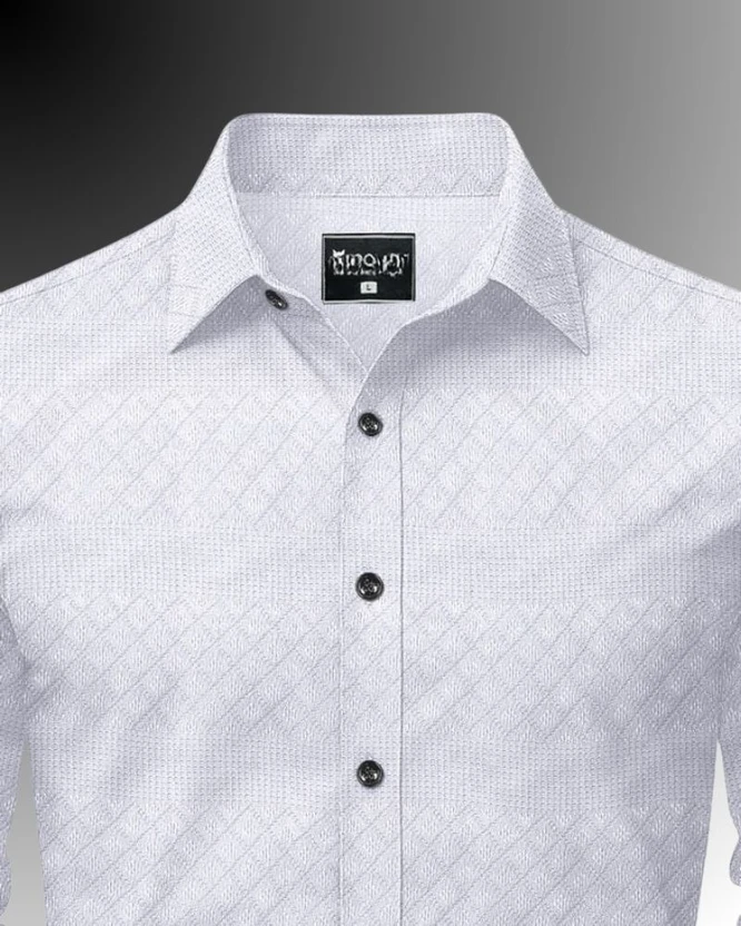 Marmic Fab Men Self Design Formal White Shirt