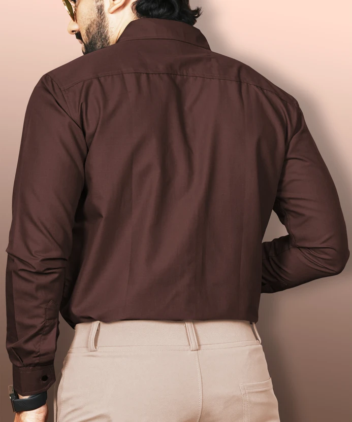 VeBNoR Men Solid Formal Brown Shirt