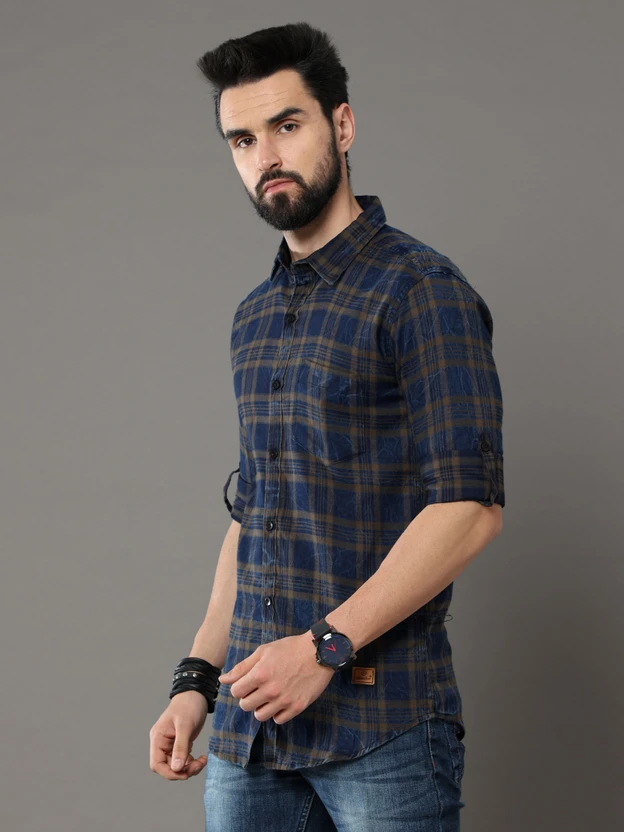 Mahavirnxt Men Checkered Casual Multicolor Shirt