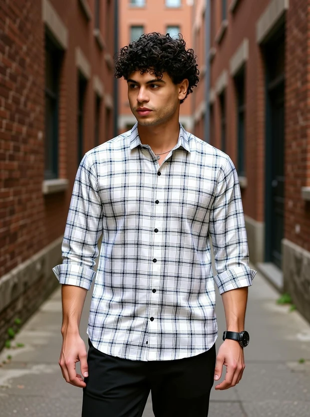 Dark Age Men Checkered Casual White Shirt