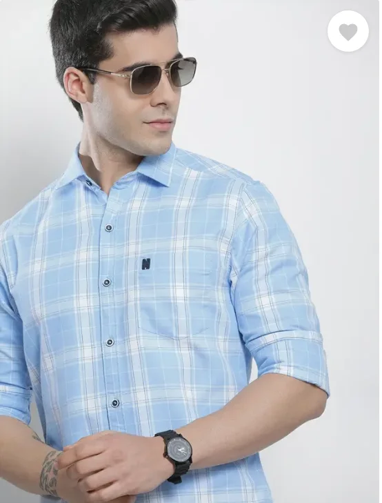 Men Slim Fit Checkered Spread Collar Casual Shirt