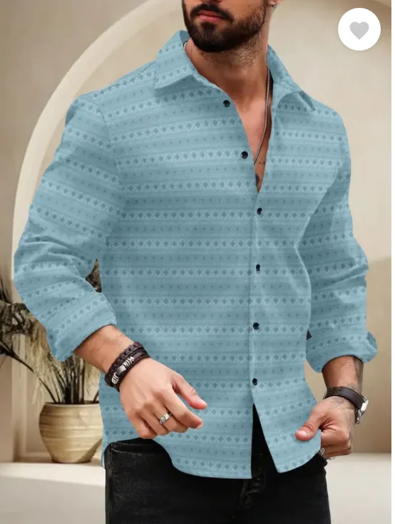 Men Regular Fit Printed Spread Collar Casual Shirt